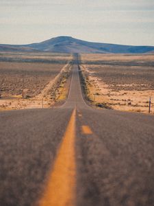 Preview wallpaper road, mountains, distance, marking, sky