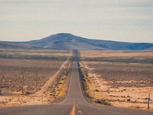 Preview wallpaper road, mountains, distance, marking, sky