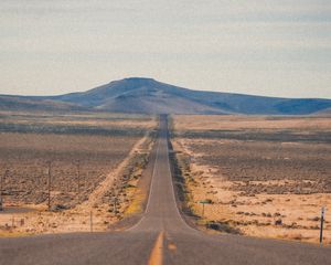 Preview wallpaper road, mountains, distance, marking, sky