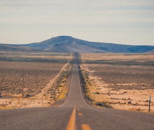 Preview wallpaper road, mountains, distance, marking, sky