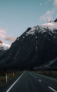 Preview wallpaper road, mountains, evening, asphalt, marking