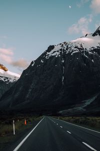 Preview wallpaper road, mountains, evening, asphalt, marking