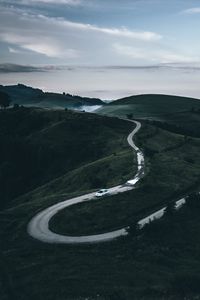 Preview wallpaper road, mountains, fog, winding
