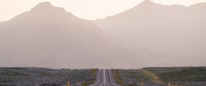 Preview wallpaper road, mountains, fog, asphalt, highway