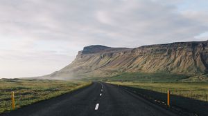 Preview wallpaper road, mountains, fog, landscape, nature