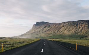 Preview wallpaper road, mountains, fog, landscape, nature