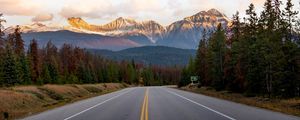 Preview wallpaper road, mountains, forest, turn, landscape, asphalt