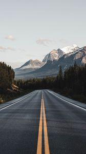 Preview wallpaper road, mountains, forest, asphalt, landscape