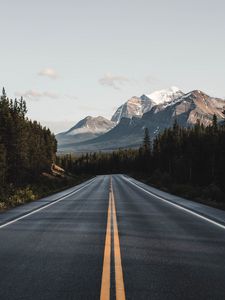 Preview wallpaper road, mountains, forest, asphalt, landscape