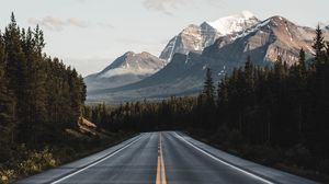 Preview wallpaper road, mountains, forest, asphalt, landscape