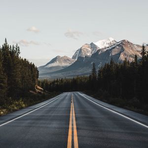 Preview wallpaper road, mountains, forest, asphalt, landscape