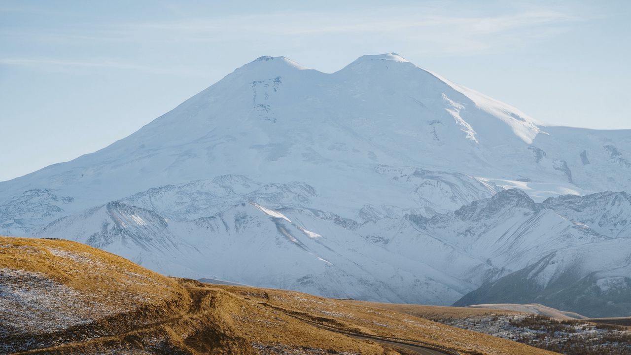 Wallpaper road, mountains, hills, snow, snowy