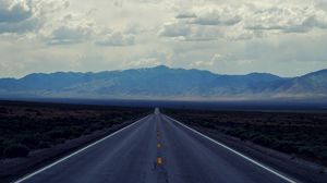 Preview wallpaper road, mountains, horizon, asphalt, marking