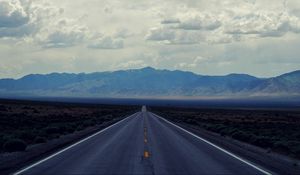 Preview wallpaper road, mountains, horizon, asphalt, marking