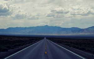 Preview wallpaper road, mountains, horizon, asphalt, marking