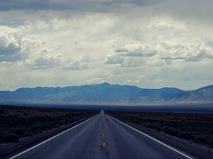 Preview wallpaper road, mountains, horizon, asphalt, marking