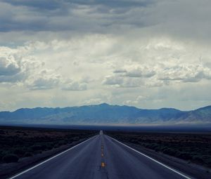 Preview wallpaper road, mountains, horizon, asphalt, marking