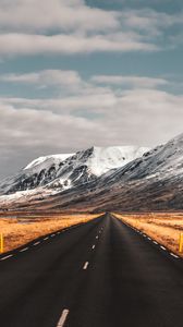 Preview wallpaper road, mountains, iceland, marking, asphalt