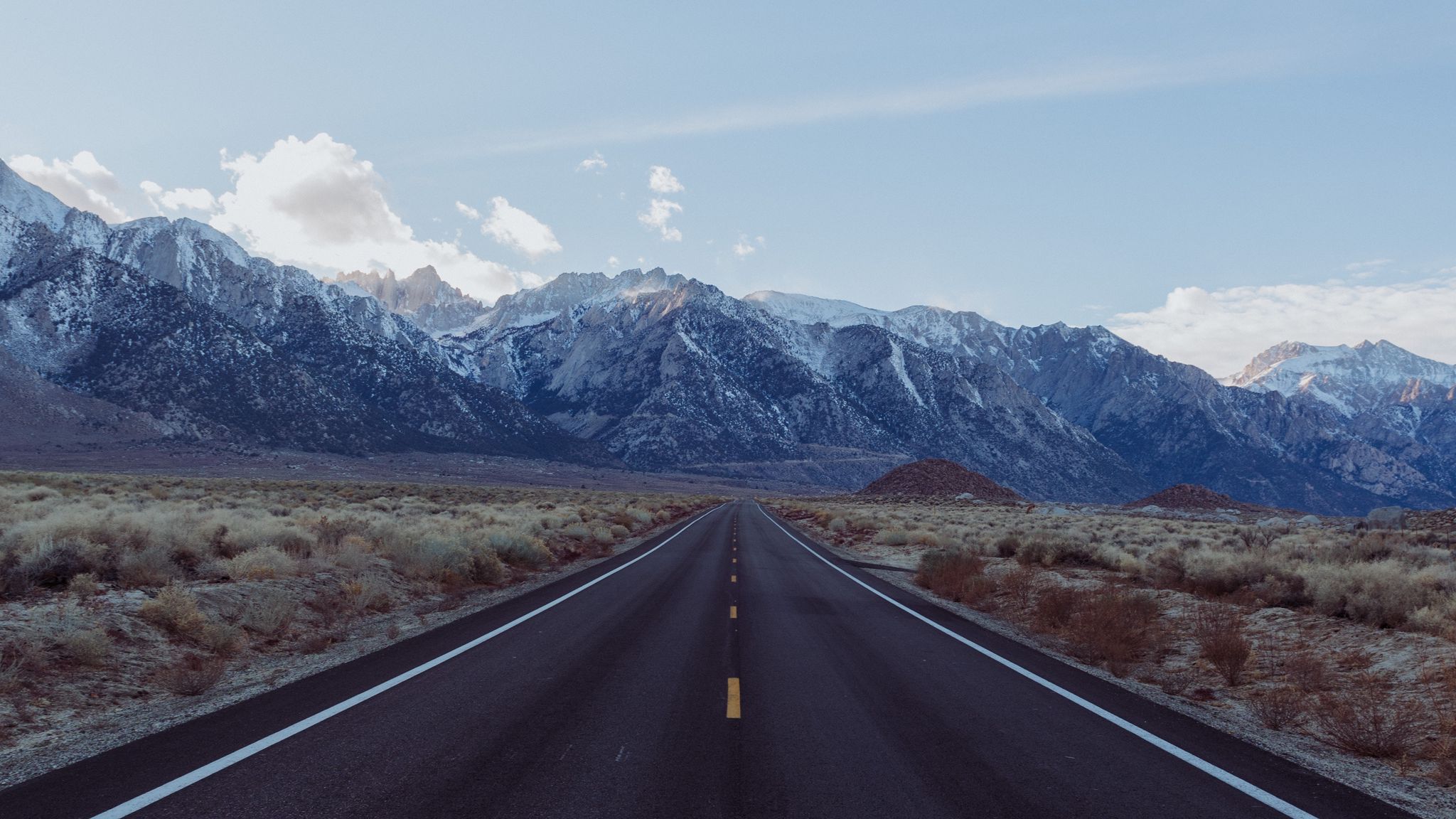 Download wallpaper 2048x1152 road, mountains, landscape, asphalt ...