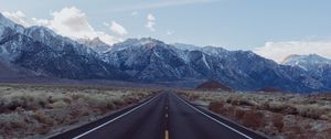 Preview wallpaper road, mountains, landscape, asphalt, straight, far