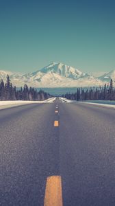 Preview wallpaper road, mountains, marking, asphalt