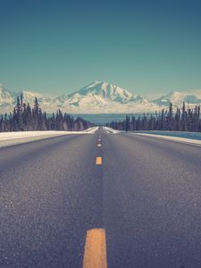 Preview wallpaper road, mountains, marking, asphalt