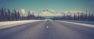 Preview wallpaper road, mountains, marking, asphalt