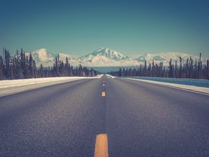 Preview wallpaper road, mountains, marking, asphalt