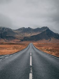 Preview wallpaper road, mountains, marking, iceland