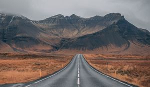 Preview wallpaper road, mountains, marking, iceland