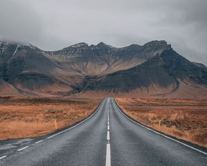 Preview wallpaper road, mountains, marking, iceland