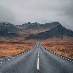 Preview wallpaper road, mountains, marking, iceland