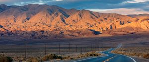 Preview wallpaper road, mountains, marking, distance