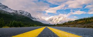 Preview wallpaper road, mountains, marking, asphalt, clouds, sky