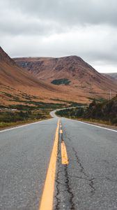 Preview wallpaper road, mountains, marking, sky