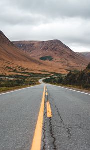 Preview wallpaper road, mountains, marking, sky