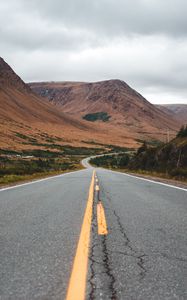 Preview wallpaper road, mountains, marking, sky