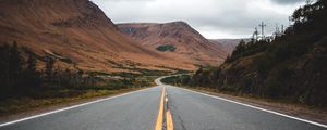 Preview wallpaper road, mountains, marking, sky