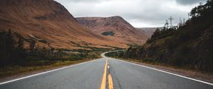 Preview wallpaper road, mountains, marking, sky