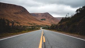 Preview wallpaper road, mountains, marking, sky