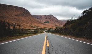 Preview wallpaper road, mountains, marking, sky