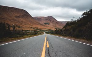 Preview wallpaper road, mountains, marking, sky