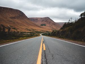 Preview wallpaper road, mountains, marking, sky