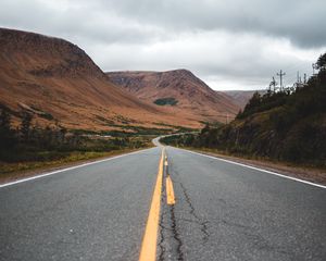 Preview wallpaper road, mountains, marking, sky