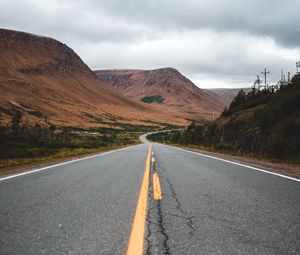 Preview wallpaper road, mountains, marking, sky