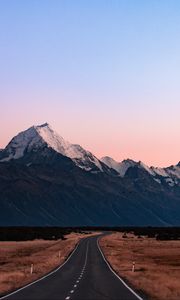 Preview wallpaper road, mountains, peaks, marking