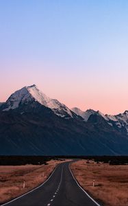 Preview wallpaper road, mountains, peaks, marking
