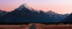 Preview wallpaper road, mountains, peaks, marking