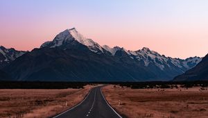 Preview wallpaper road, mountains, peaks, marking