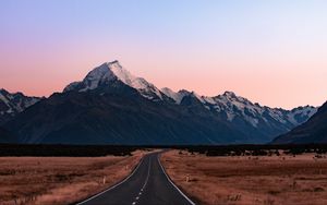 Preview wallpaper road, mountains, peaks, marking